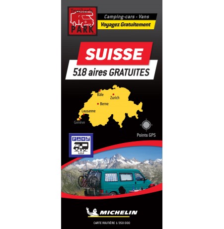 NOUVEAUTÉ ! Carte routière SUISSE - 518 Aires GRATUITES