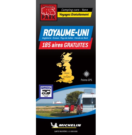 NOUVEAUTÉ ! Carte routière ROYAUME-UNI - 185 Aires GRATUITES