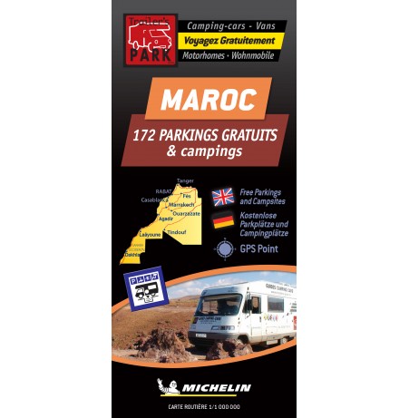 Carte routière MAROC des Parkings GRATUITS & Campings