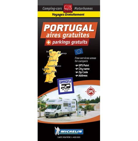 Carte routière PORTUGAL des Aires de Camping-car GRATUITES