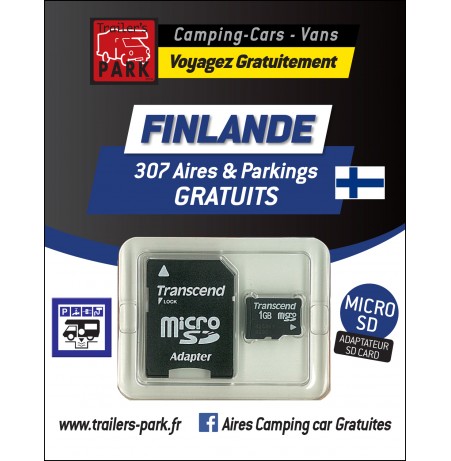 GPS GARMIN - SD Card FINLANDE - 307 Aires et Parkings GRATUITS