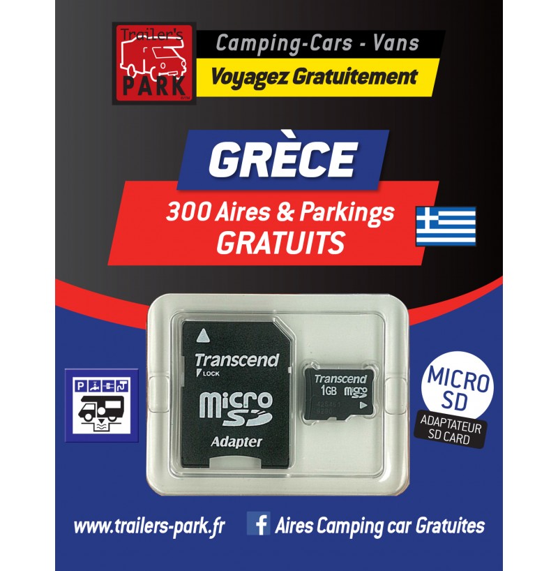 GPS GARMIN - SD Card GRÈCE - 300 Aires et Parkings GRATUITS