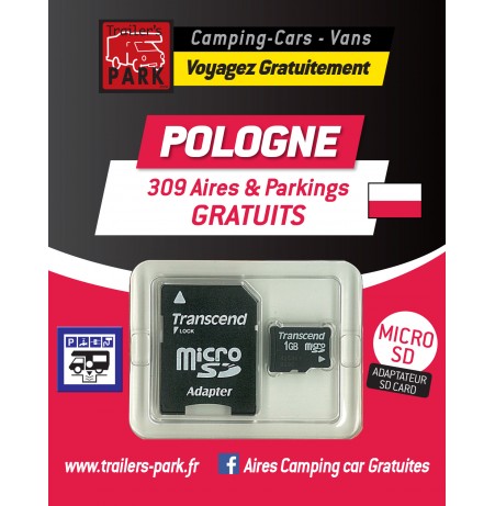 NOUVEAUTÉ ! GPS GARMIN - SD Card POLOGNE - 309 Aires et Parkings GRATUITS
