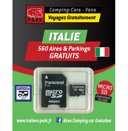GPS GARMIN - SD Card ITALIE - 560 Aires et Parkings GRATUITS